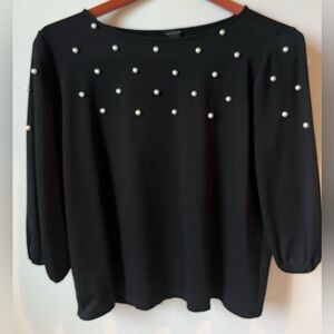 Elegant Black Pearl-Embellished Women's Top